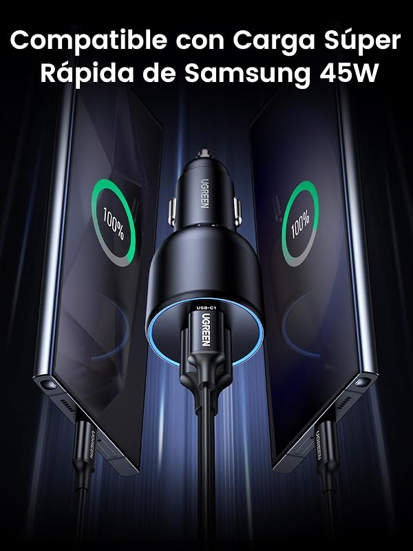 130W USB C Car Charger, Tipo C Car Charger Fast Charging com 3 portas, compatível com iPhone 17 Pro MAX Air/16/15/14/13, Samsung Galaxy S25/24, Xiaomi, MacBook, iPad Pro, Air Mini — foto 3 de 8
