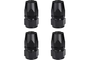VehiMata 6AN Hose End Fitting Straight Swivel for CPE Braided Fuel Hose Line Aluminum Black 4PCS