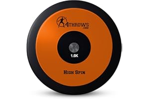 4THROWS High Spin Competition Discus for Track & Field, High School, College, Men & Women — 83% Rim Weight, IAAF World Athletics Certified with Free Carry Bag, Neon Orange and Black