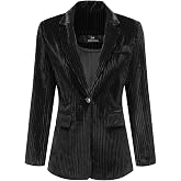 YUNCLOS Womens Velvet Blazer Jacket Slim Fit 1 Button Casual Lapel Office Dress Coat
