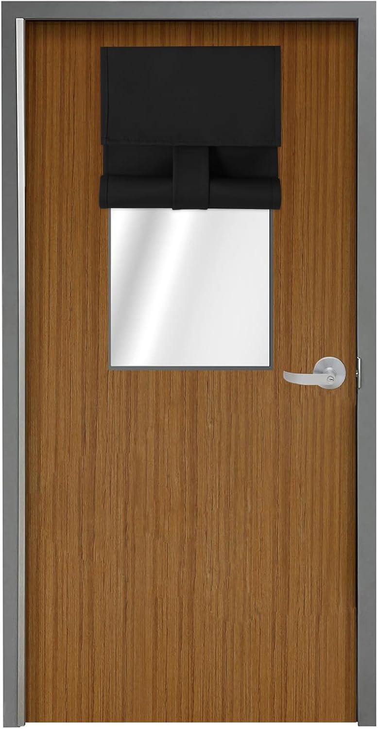 Window Treatments - WdFour Soft Blackout Silk Look Satin Door Curtains, Elegance French Door Curtains for Privacy, Easy Installed Door Panels, Room Darkening Door Window Curtains (8W x 36L, 1 Panel, Black)