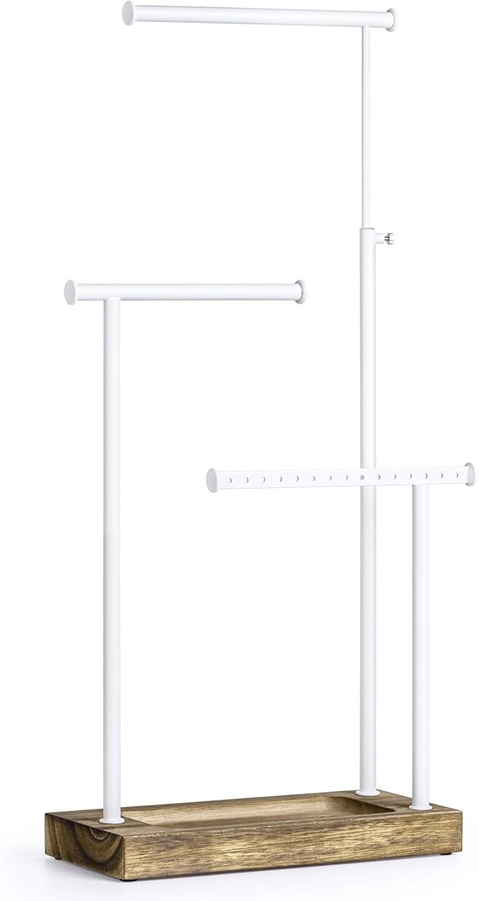 Rings Tray Freestanding Tabletop with Dish Bracelets Storage Holder Stand Tower Tree Black Necklaces Organizer OwlGift 3 Tier Capacity Jewelry Display 48 Holes Earring Hanger