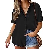 TIYOMI Plus Size Short Sleeve Button Down Shirts for Women Summer Tops Casual Blouses XL-5XL