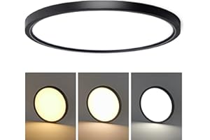 CycevSun 15.8 Inch Black Dimmable LED Flush Mount Ceiling Light 3000K-4000K-5000K Selectable, Ultra Thin, 2400LM, 24W 120Vac,
