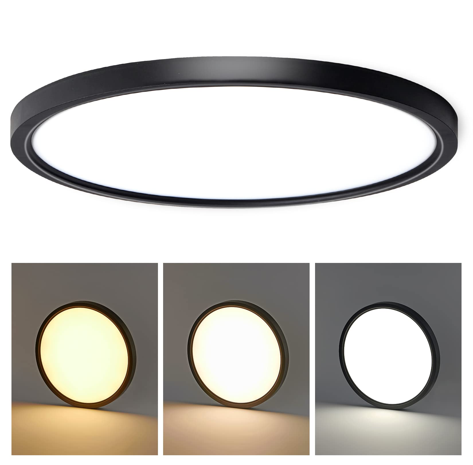 CycevSun 15.8 Inch Black Flush Mount Ceiling