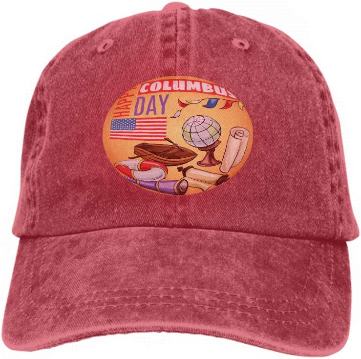 Comfortable Baseball Caps Happy Columbus Day Concept Banner Cartoon Style