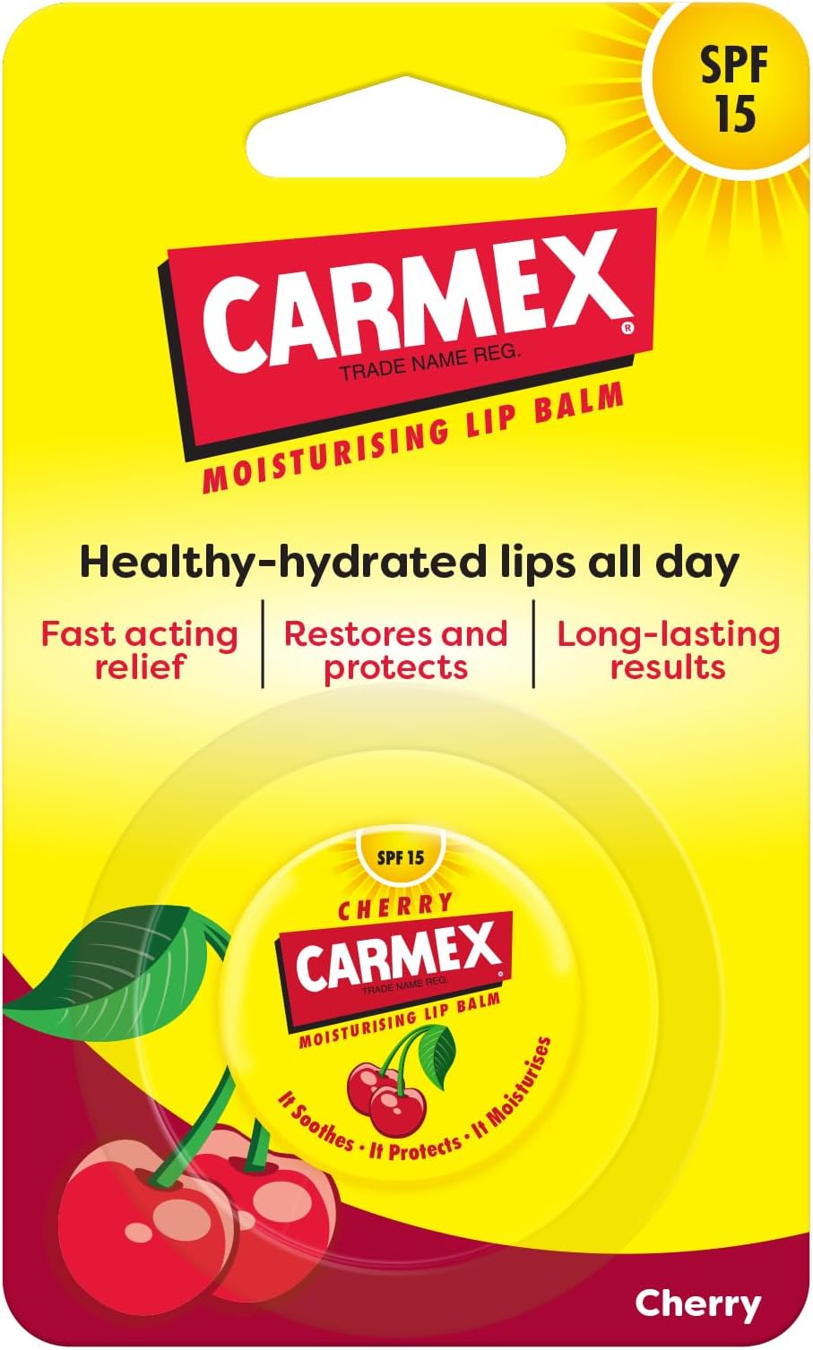 Carmex Cherry Lip Balm Pot 7.5g Moisturising Dry Chapped Lips Relief