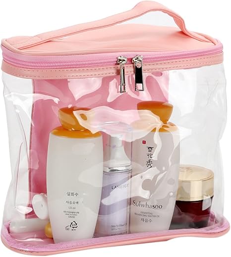 Amazon Co Jp Homecoi メークボックス 収納ボックス ビジネスバッグ メークケース ホーム バスルーム メーク用 収納袋 小物入れ 整理袋 化粧品 メールツール収納 バス収納 透明 防水 正方形 男女兼用 ピンク ホーム キッチン