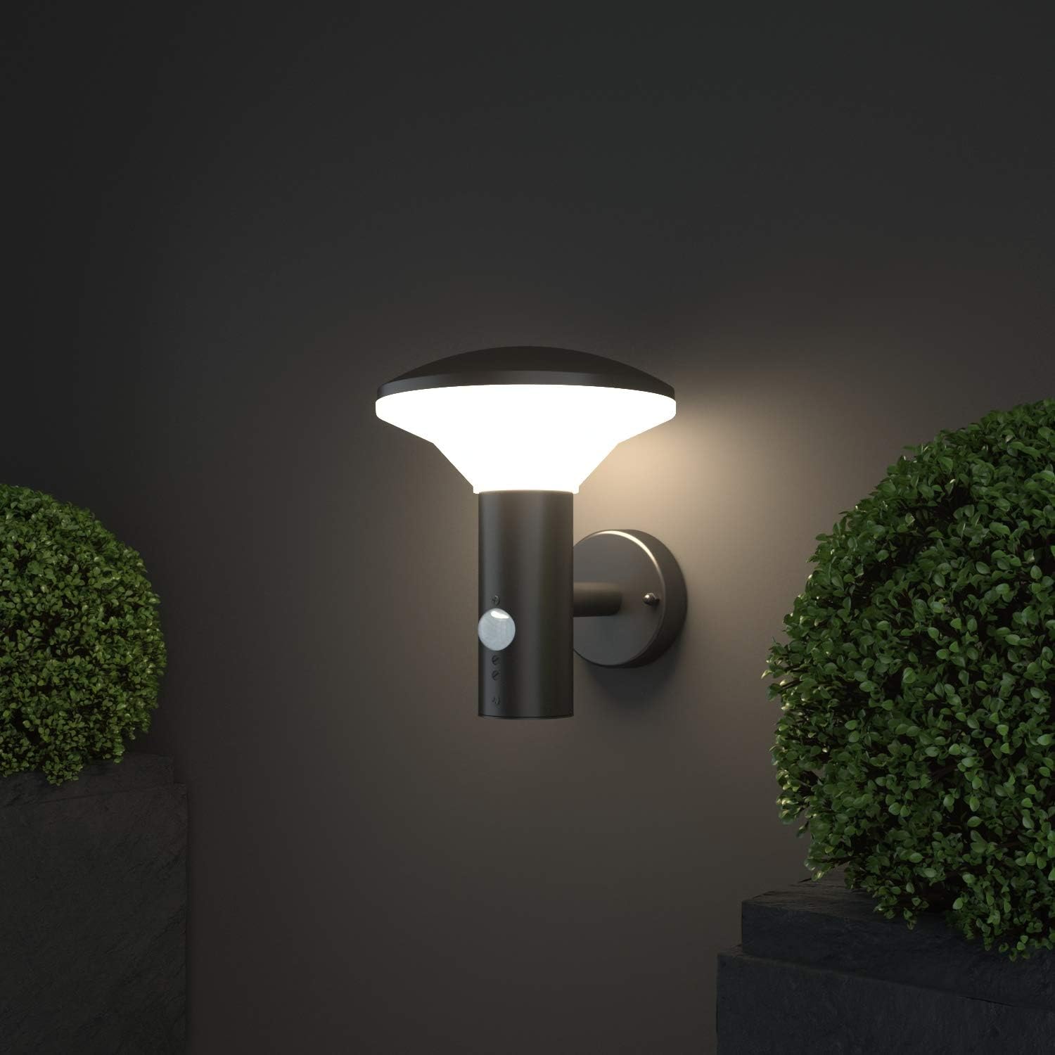 NBHANYUAN Lighting Outdoor Wall Light with Sensor,IP44 SUS304 Stainless Steel Outside PIR Light Fixture External Wall Lamp for Patio,Porch,Black,3000K Warm Light 1000LM - Image 4