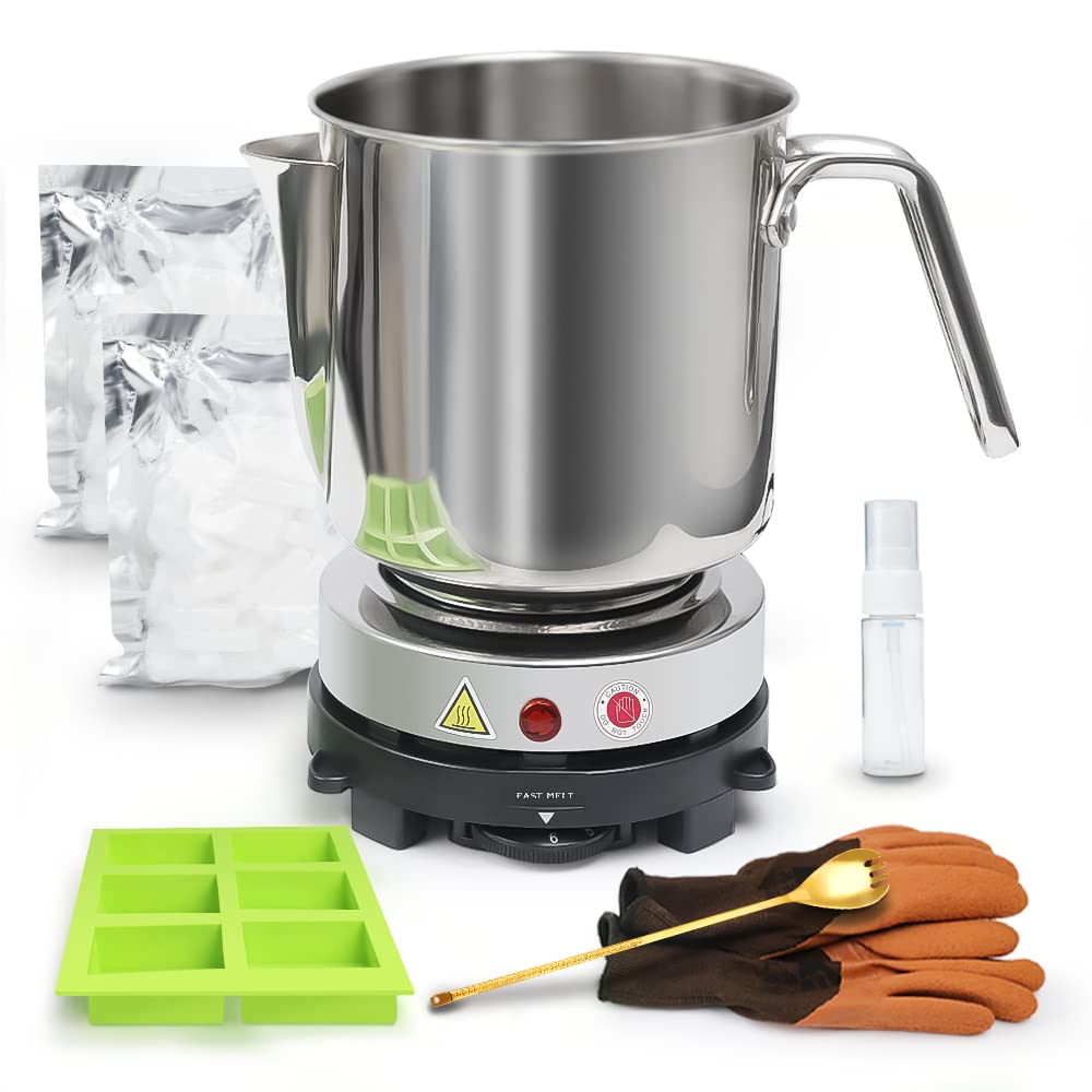 Photo 1 of FAST METL Soap Making Kit with Electronic Hot Plate, Basic DIY Soap Making Supplies Including 1.1 lb Glycerin Soap Base, Pouring Pot, Silicon Mold for Adults and Beginners Craft Project