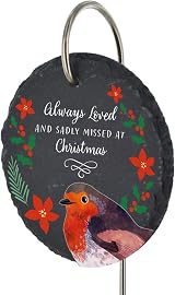Global Designs Christmas Robin Grave Stick Marker Plaque 25x11cm view 3