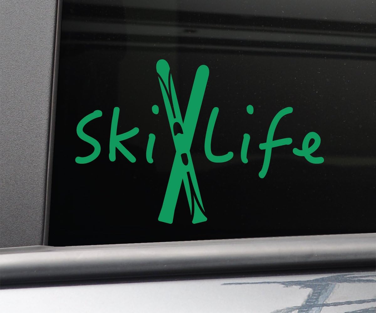 Ski Life Skiing Skier Vinyl Decal Laptop Car Truck Bumper Window Sticker, 5" x 7.5