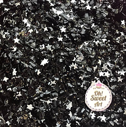 EDIBLE GLITTER - STARS Romantic Night (black) Color, 1/4 oz. for cakes, stars, for cupcakes, for cookies By Oh! Sweet Art
