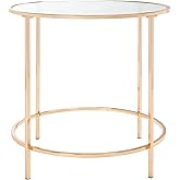 SAFAVIEH Home Collection Kolby Polished Gold Frame/Clear Glass Top Round Glass Side Table