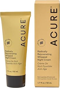 Acure Radically Rejuvenating Whipped Night Cream - Anti Aging Peptide Night Face Cream for Women & Men, Hydrating & Renewing 