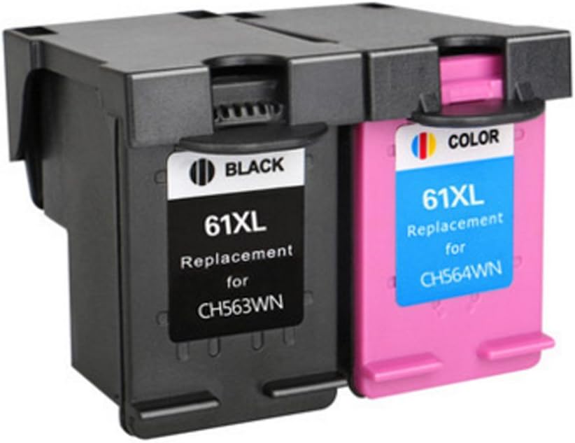 JCPINKTONER(TM) 2 Pack Remanufactured Ink Cartridge for HP61XL Black+Tri-Color (CH563WN+CH564WN) Ink Cartridge Set for HP Deskjet 3052A HP Officejet 2620/2622 / 2540/1510 / 2510/1010 / 4630