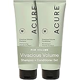Acure Vivacious Volume Shampoo and Conditioner Set - Thickening & Volumizing Hair Care for Thick, Full Locks, Boost for Thin, Fine Hair, Sulfate Free, Paraben Free, Vegan - 8 fl oz (Pack of 2)
