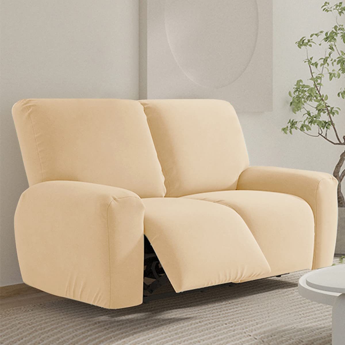 FANSU Recliner Chair Covers 2 Seater for Armchairs with Pockets, Stretch Recliner Slipcover for Electric Chair, Sofa Covers Furniture Protector for Living Room (2 Seater,beige)