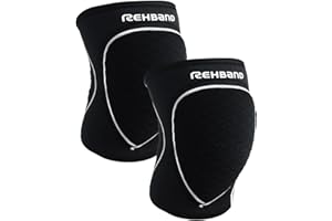 Rehband Knee Pads for Volleyball, Handball & Indoor Sports, Neoprene Knee Sleeve Protector, Comfortable & Snug Fit, Shock-absorbing Sports Knee Pads Unisex, Colour:Black - 1 Pair, Size:X-Large