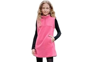 JXSTAR Girls Fleece Dress Quarter Zip Sleeveless Pullover Sweatshirt Polar Winter Thermal Vest Dress with Pocket