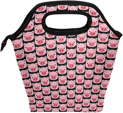 Amazon ランチトートバッグ 豚顔 絵文字 断熱 ネオプレン 防水 11 5 X 11 5 X 5インチ ランチボックス ピクニックバッグ スクールクーラーバッグ メンズ レディース ガールズ 子供 学生 Gaz X ランチバッグ ランチ巾着 ランチベルト