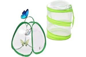 Butterfly Net Habitat Cage 2 Pack – Foldable Insect Enclosure with Zipper Opening, Handle & Mesh Walls for Caterpillar Observ
