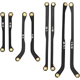 RampCrab High Clearance 4 Links Set for SCX24 Gladiator &amp; Dodge Power Wagon, Steel Links Set, Upgrade Parts for SCX24, Axial 1/24 RC Crawler Car Upgrade Accessories, 8Pcs, Black