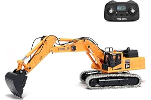kolegend Hobby Metal Mini RC Excavator for Adults, Remote Control Construction Model with Leadscrew Digging System, 2 Batteries & Carry Case Included