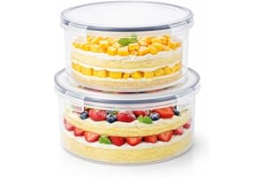 Dewsea Large Trifle Bowl Set of 2 with Lids, Clear BPA Free Plastic Trifle Bowls (1.8 L & 2.6 L), Reusable Dessert and Salad 