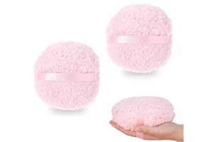 Rolzchoy 2PCS Pink Oversize Powder Puffs, 6 Inch Large Dusting Powder Puff for Body & Face Powder Applicator, Delicate, Soft 