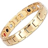 EMMORI Ultra Strength Magnetic Bracelet - 3,500 Gauss Per Magnet -Magnetic Bracelets for Men Woman - Adjustable Length -Pulseras Magneticas (Gold)