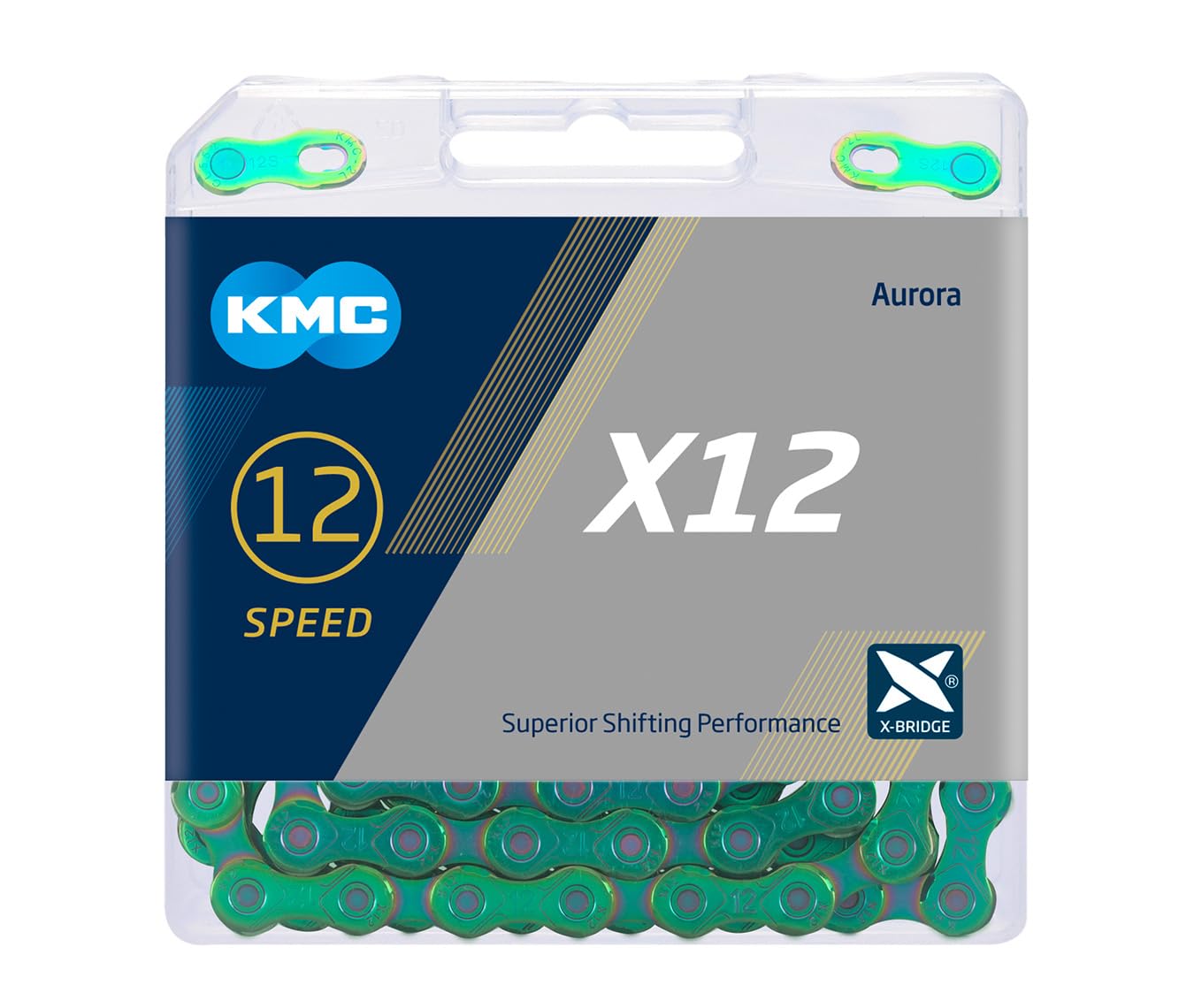 KMC X12 12 Speed Chain, 126 Link, Aurora Green