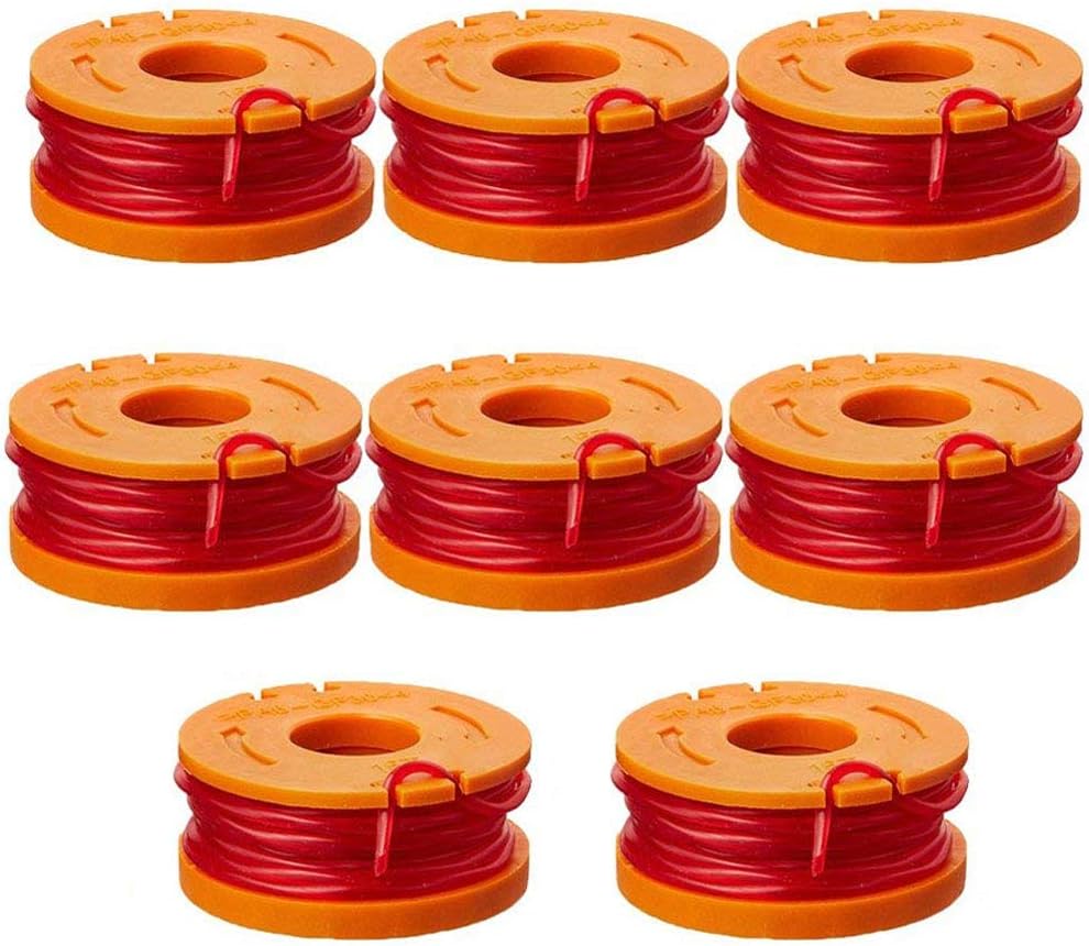 TOPEMAI WA0010 Replacement Trimmer Spool Line 0.065” for Worx WG154 WG163 WG160 WG180 WG175 WG155 WG151 String Trimmer Weed Eater (8 Spools, 2 Caps) : Garden & Outdoor