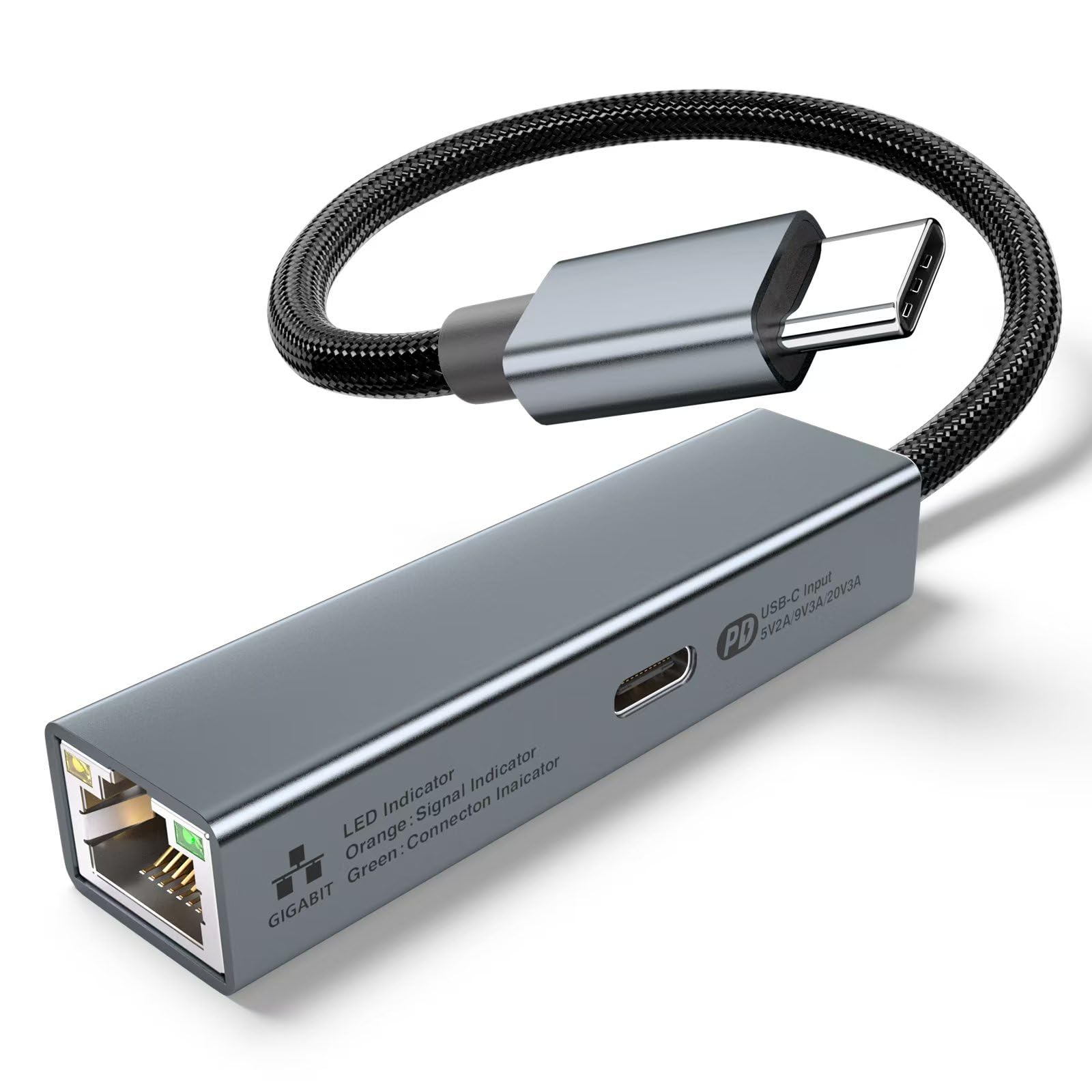 Photo 1 of USB C to Ethernet Adapter with 60W Charging Port, RJ45 to USB C 1Gbps Type-C Gigabit Ethernet LAN Network Adapter Power Delivery PD for Laptop, MacBook Pro/Air, Dell XPS, Chromebook, Surface Book