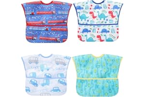 NORINORI Baby bibs Waterproof Toddler bib - Feeding bib with Pocket for Infant Boy Girl Washable 6-36M