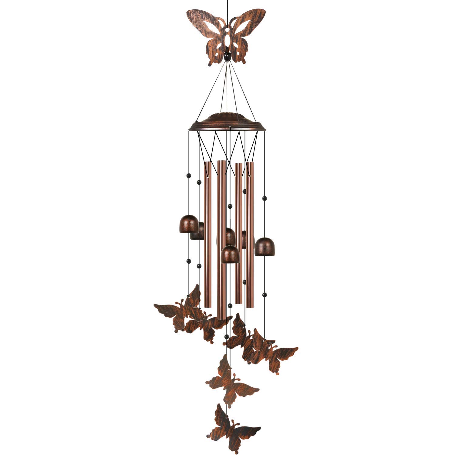 HANGOU Butterfly Wind Chimes Garden Wind Chimes for Outdoor Interior Decoration Suitable for Women's Day Gifts，Birthday Gifts and Home Garden Decoration, with Hook