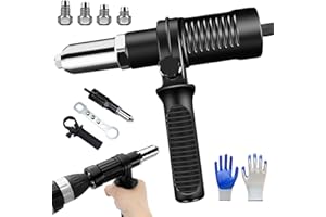 Electric Rivet Gun Adapter for Drill, Professional Electric Cordless Rivet Gun Adapter Kit with Removable Plastic Handle, 4 R