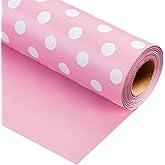 Burymento Pink and White Dots Wrapping Paper, Reversible Pink Gift Wrap for Birthday, Valentines, Mothers day, Graduation, Wedding, Fathers day, Baby Shower, Christmas (17in x 32.8ft)