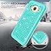 LeYi Compatible with Galaxy Sky Case,Galaxy J3V / J3 V/Amp Prime / J3 (2016) / Express Prime/Sol Case with Glass Screen Protector, Girls Glitter Bling Heavy Duty Case for Samsung Galaxy J3 TP Mint