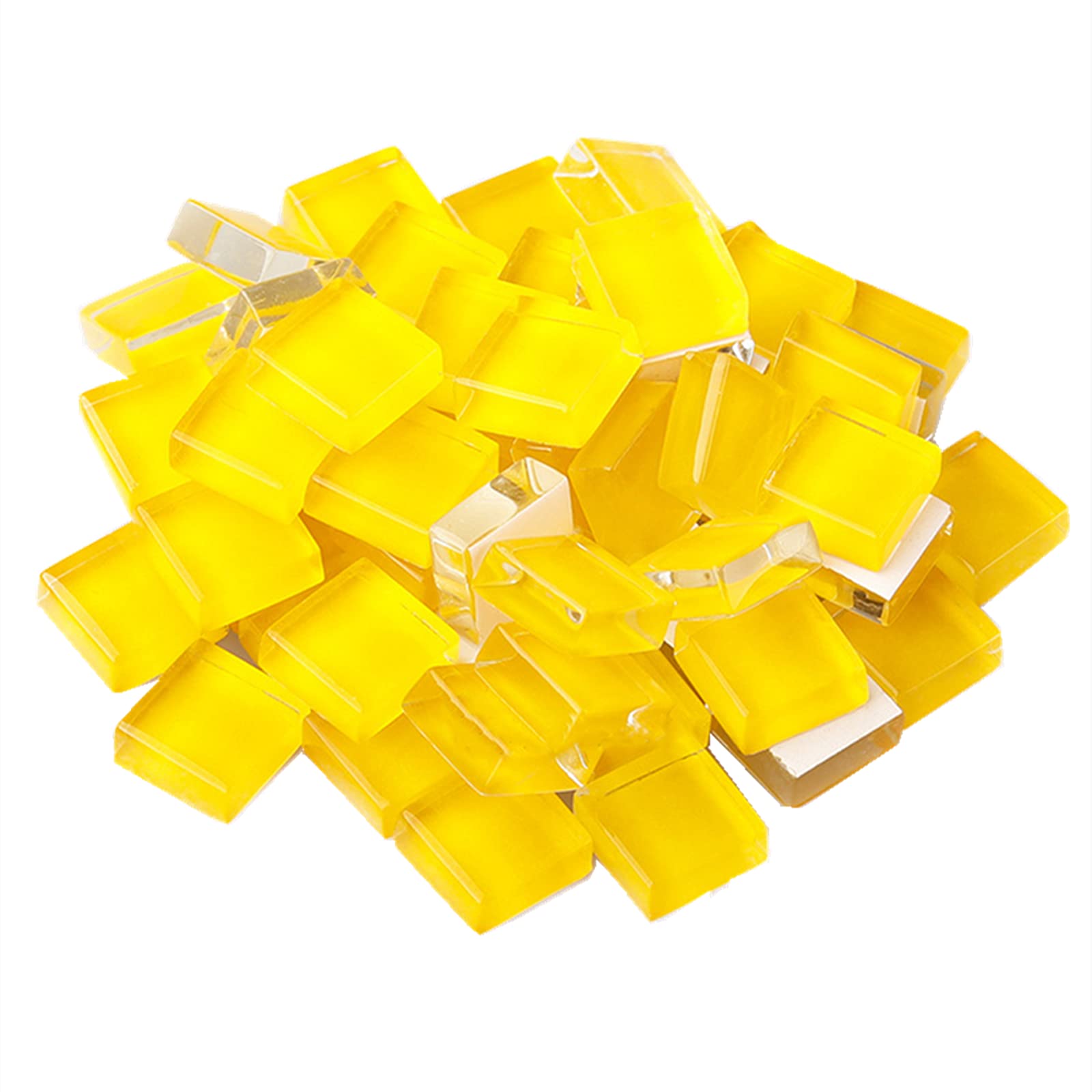 200g Glass Mosaic Tiles Square Crystal Mosaic Stones Glass Pieces for DIY Art Craft Decoration,1x1cm(Yellow)