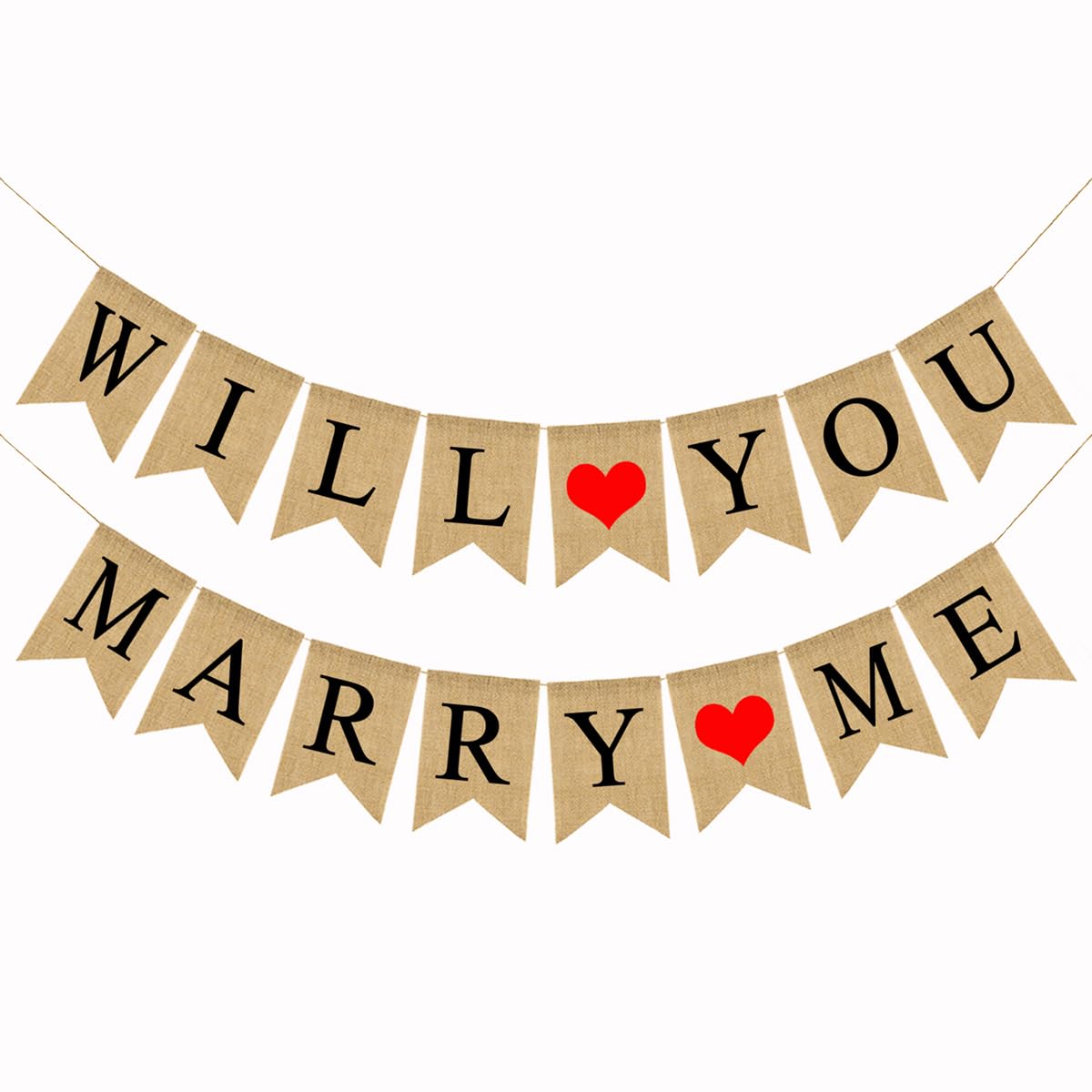 Amosfun WILL YOU MARRY ME Banner Wedding Party Banner Engaged Burlap Hessian Wedding for Marriage proposal Party Decoration