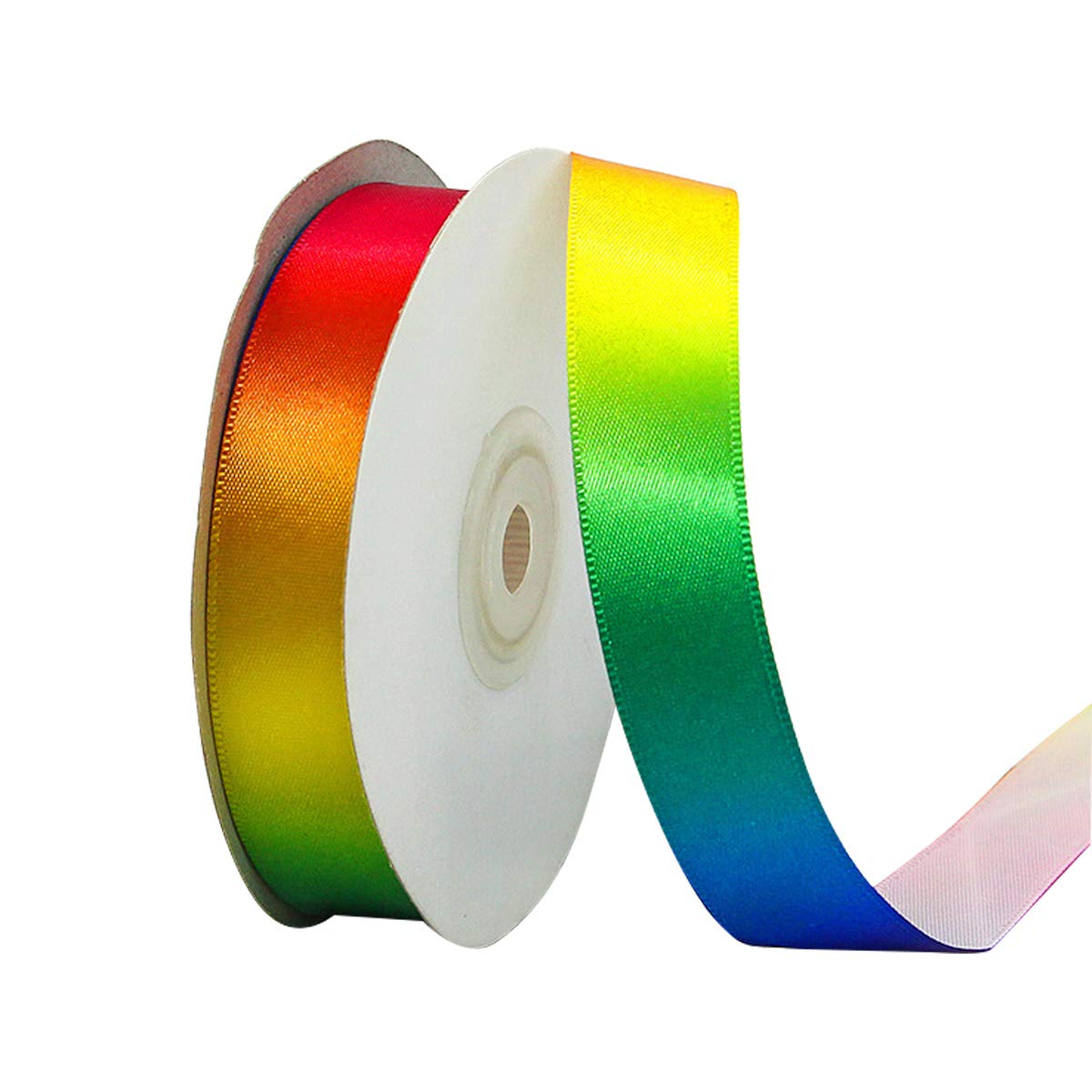 22m Satin Rainbow Fabric Roll, Curling String Bow Ribbon Reel for Gift Wrapping, Scrapbooks, Parties
