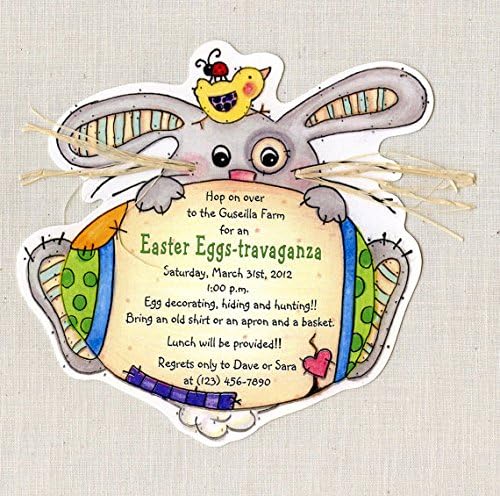 Personalized Handcut Easter Bunny Birthday Party - Egg Hunt - Invitations - Set of 10