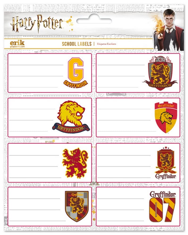 Grupo Erik Gryffindor Harry Potter Stickers | Sticky Labels | Food Labels Stickers | Labels Stickers | Self Adhesive Labels | Gift Tag Stickers | School Stickers | School Labels | Harry Potter Gifts