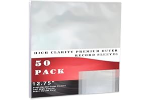 AZATUS Vinyl Record Sleeves 50 Pack 12.75" x 12.75" LP Record Sleeves Outer Clear Premium Polypropylene Vinyl Protective Sleeves 3.2 Mil Album Covers