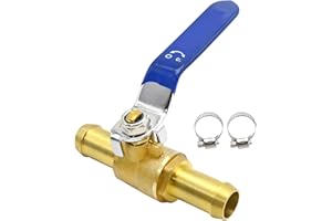 MDEOOSKY 5/8 Inch Brass Hose Barb Ball Valve Kit, Heater Hose Shut Off Valve, Car Heater Air Conditioning Ball Valve for Water Oil Gas Fuel line Fittings