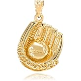 10K Yellow Gold Baseball or Softball Glove & Ball Charm Pendant