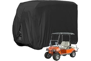 Lmeison Golf Cart Covers 4 Passenger Waterproof Club Car Covers fits EZ GO, Club Car, Yamaha, Sunproof and Windproof, Black