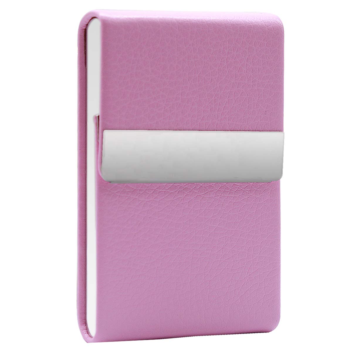 Metal Cigarette Case PU Leather Design Pocket Carrying Cigarette Box Holder for Women Ladies Super Slim Cigarette Pack for 10 Cigarette Pink