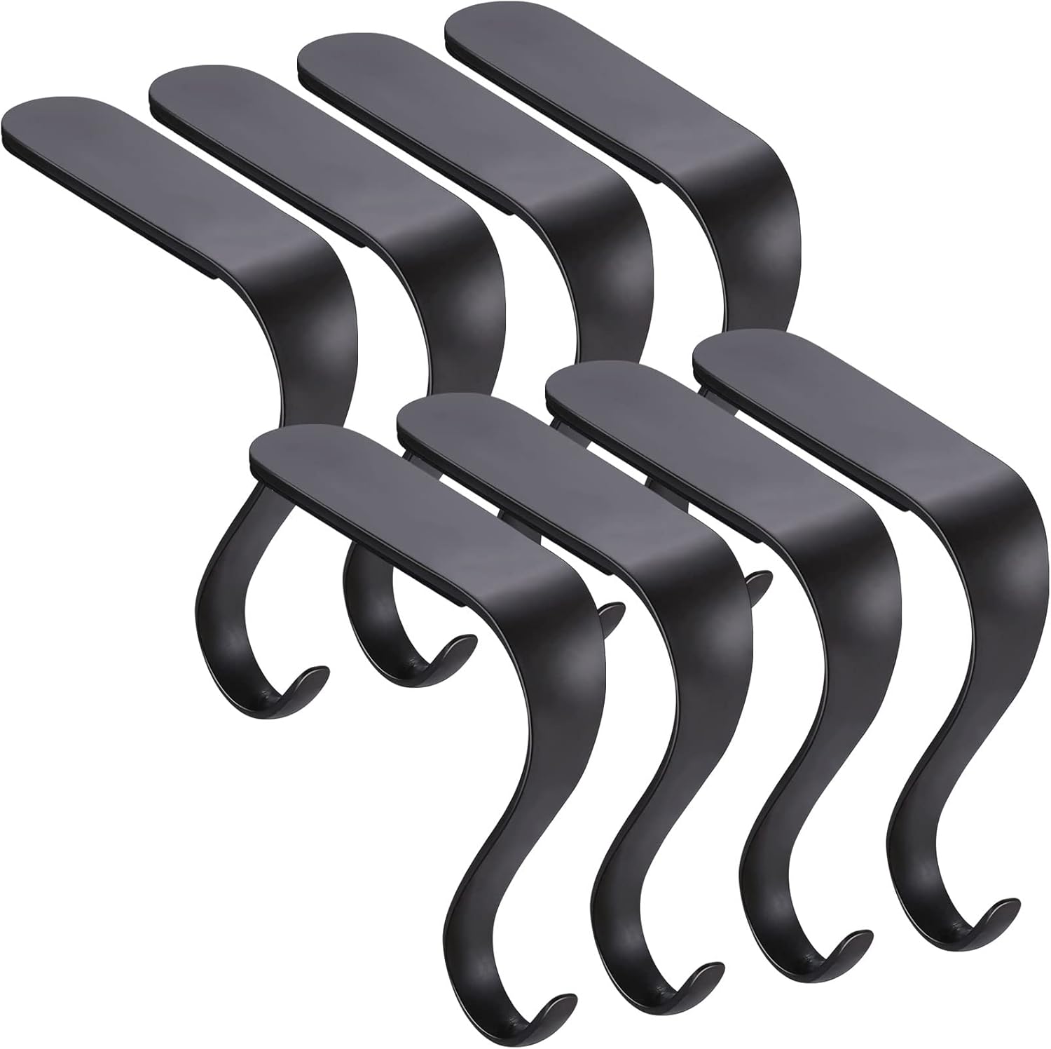 Ornament Hooks - Ripeng 8 Pieces Christmas Stocking Holder Hooks Fireplace Mantel Hangers Metal Christmas Stocking Clips for Christmas Party Decorations (Black)